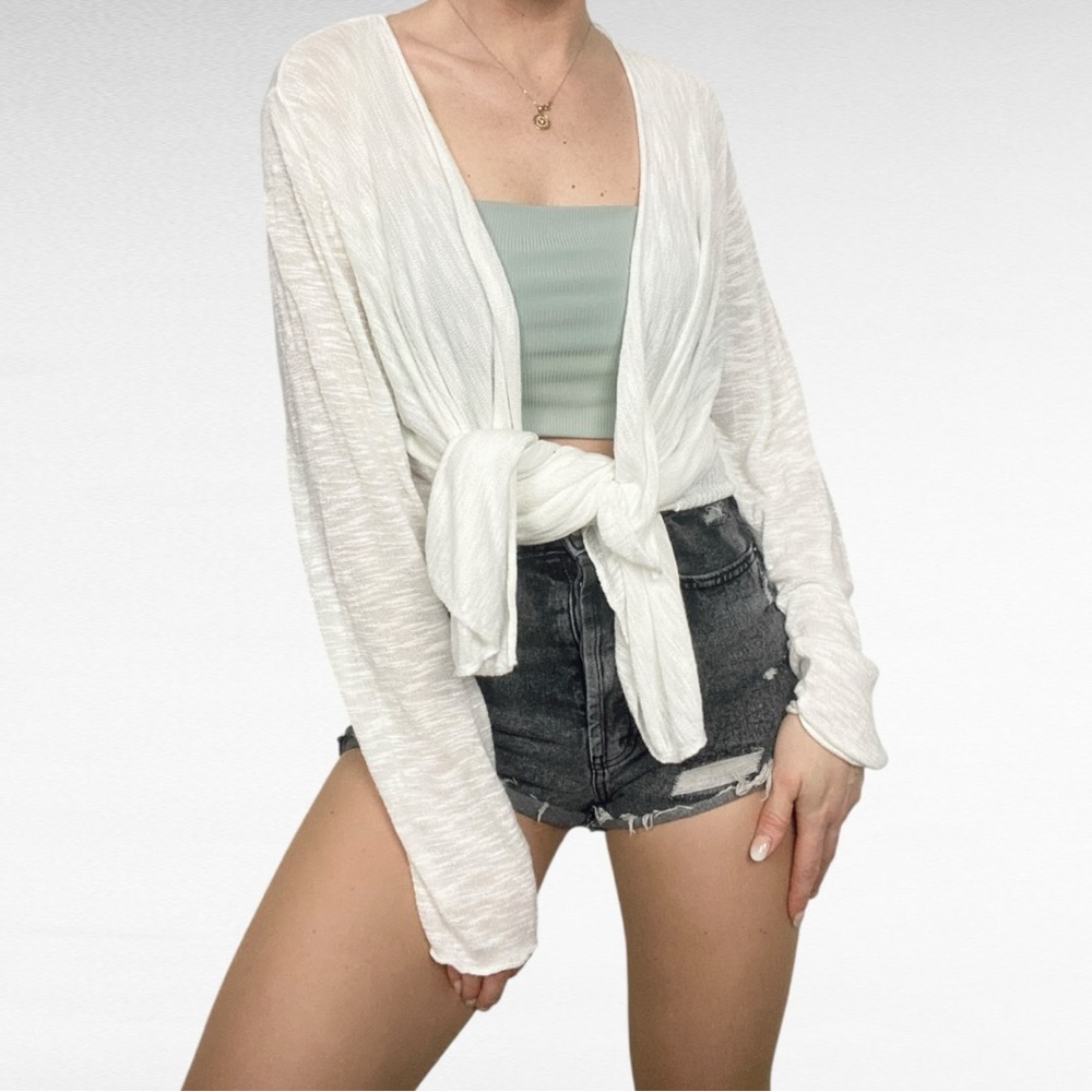 Torrid Ivory White Lightweight Open Front Draped Coastal Knit Cardigan Plus Size